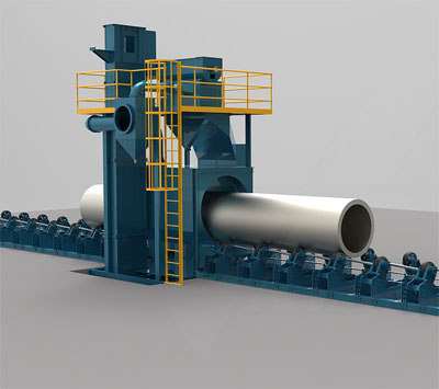 鋼管拋丸機(jī)，外壁除銹清理設(shè)備
